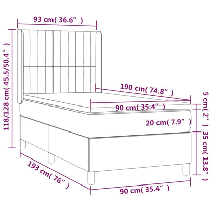 Box Spring Postel S Matrací Tmavě Modrá 90X190 Cm Samet