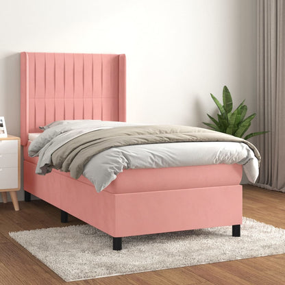 Box Spring Postel S Matrací Samet Růžová