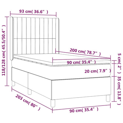 Box Spring Postel S Matrací Tmavě Zelená 90X200 Cm Samet