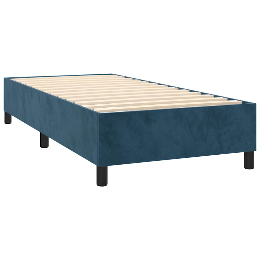 Box Spring Postel S Matrací Tmavě Modrá 90X200 Cm Samet