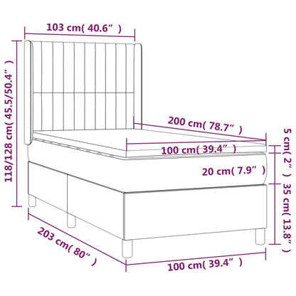 Box Spring Postel S Matrací Tmavě Zelená 100X200 Cm Samet