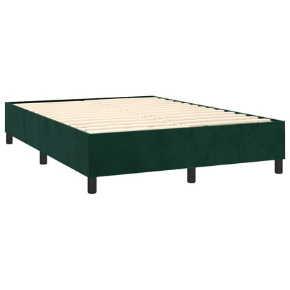 Box Spring Postel S Matrací Tmavě Zelená 140X200 Cm Samet