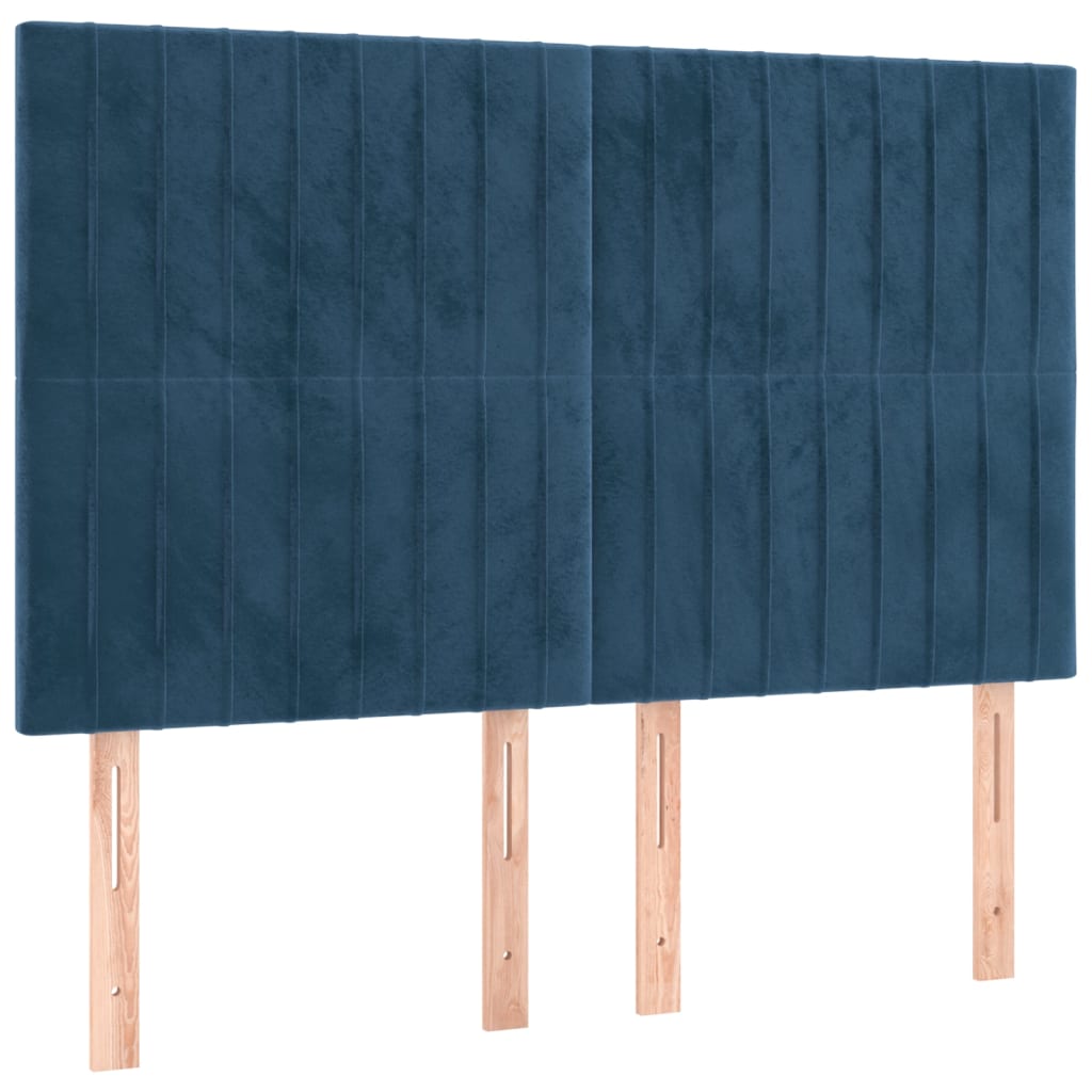 Box Spring Postel S Matrací Tmavě Modrá 140X200 Cm Samet