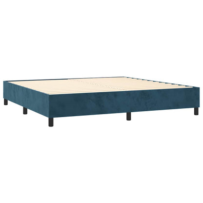 Box Spring Postel S Matrací Tmavě Modrá 200X200 Cm Samet