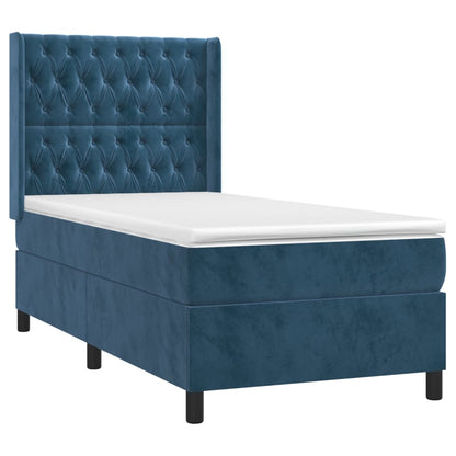 Box Spring Postel S Matrací Tmavě Modrá 80 X 200 Cm Samet