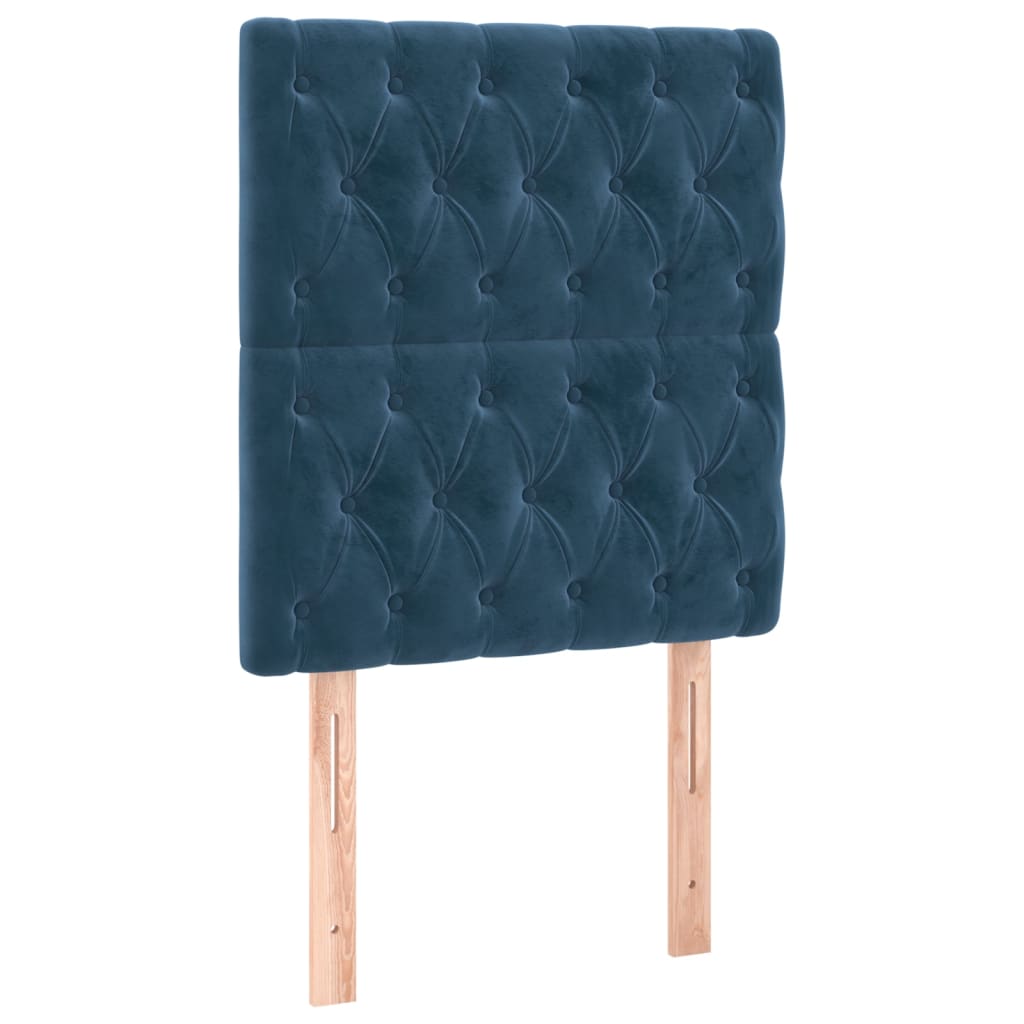 Box Spring Postel S Matrací Tmavě Modrá 80 X 200 Cm Samet