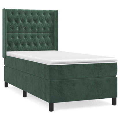 Box Spring Postel S Matrací Tmavě Zelená 90X190 Cm Samet