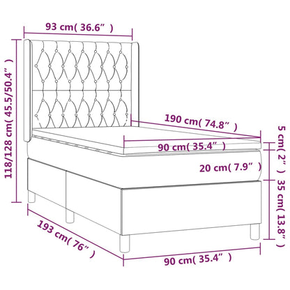 Box Spring Postel S Matrací Tmavě Zelená 90X190 Cm Samet
