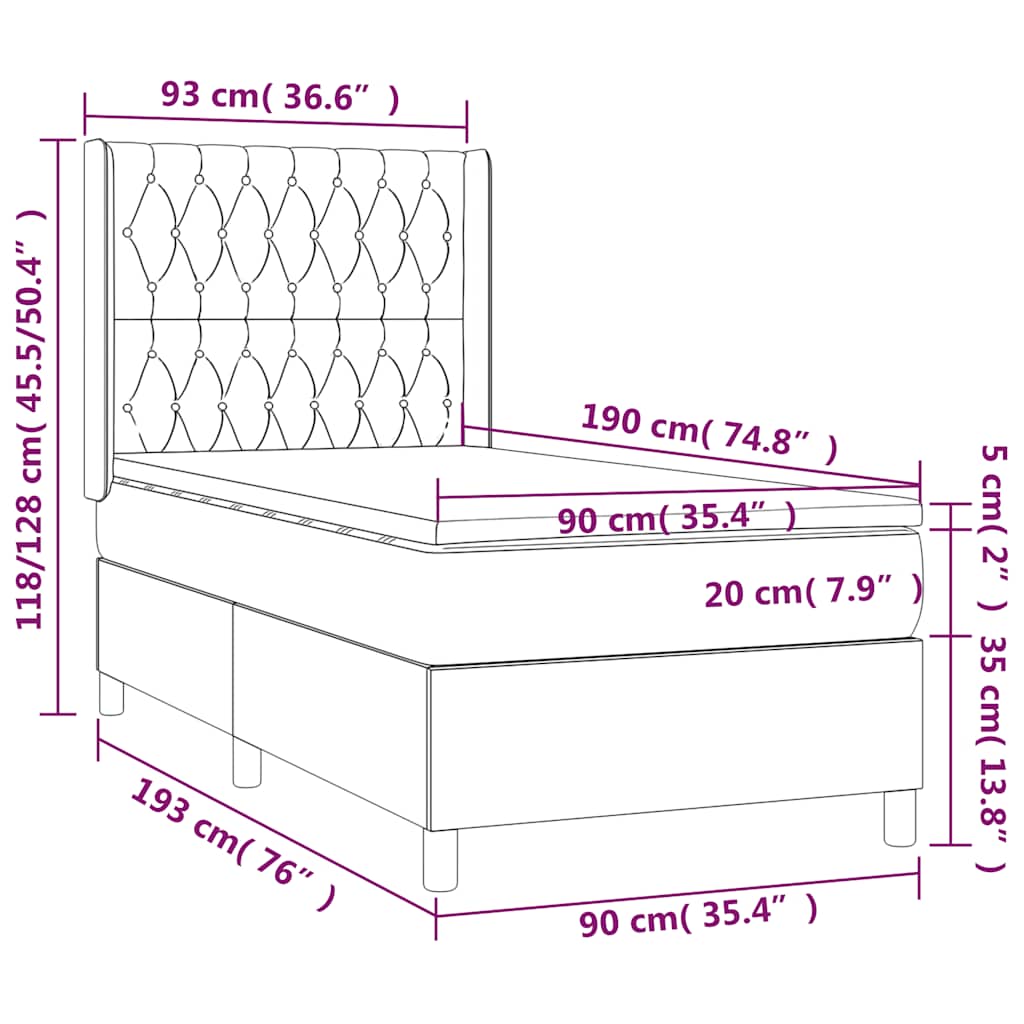 Box Spring Postel S Matrací Tmavě Zelená 90X190 Cm Samet