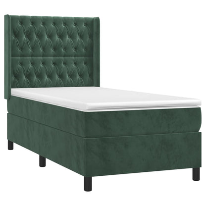 Box Spring Postel S Matrací Tmavě Zelená 90X200 Cm Samet
