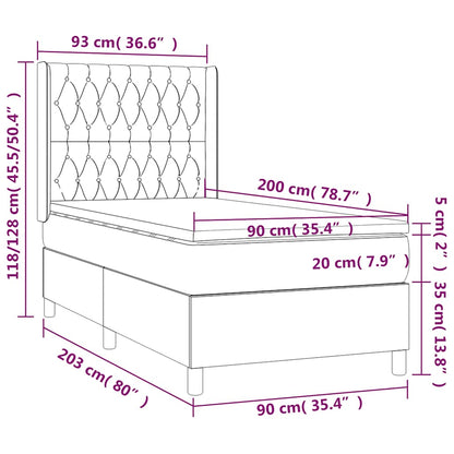 Box Spring Postel S Matrací Tmavě Zelená 90X200 Cm Samet