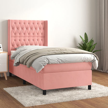 Box Spring Postel S Matrací Samet Růžová