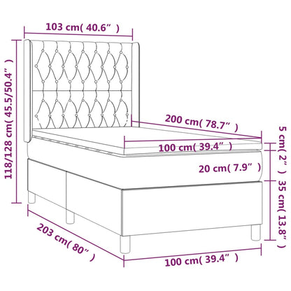 Box Spring Postel S Matrací Tmavě Zelená 100X200 Cm Samet