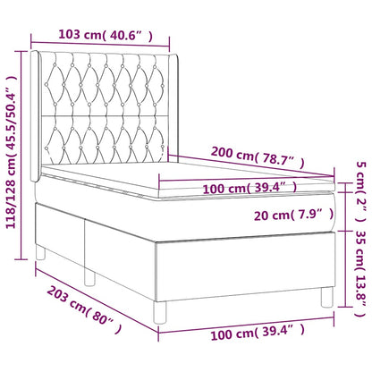 Box Spring Postel S Matrací Tmavě Zelená 100X200 Cm Samet