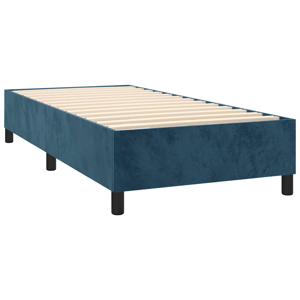 Box Spring Postel S Matrací Tmavě Modrá 100X200 Cm Samet