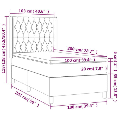 Box Spring Postel S Matrací Tmavě Modrá 100X200 Cm Samet