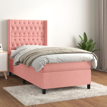 Box Spring Postel S Matrací Samet Růžová