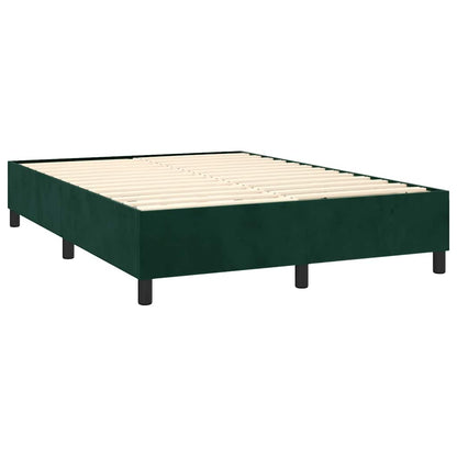 Box Spring Postel S Matrací Tmavě Zelená 140X190 Cm Samet