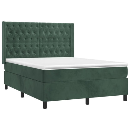 Box Spring Postel S Matrací Tmavě Zelená 140X200 Cm Samet