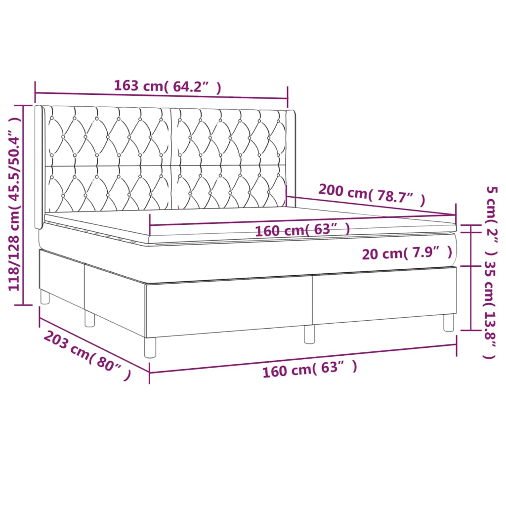 Box Spring Postel S Matrací Tmavě Zelená 160X200 Cm Samet