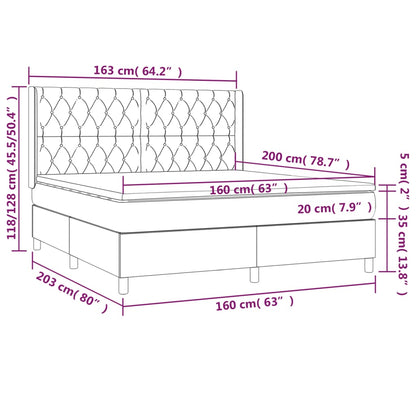 Box Spring Postel S Matrací Tmavě Zelená 160X200 Cm Samet