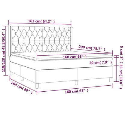 Box Spring Postel S Matrací Tmavě Zelená 160X200 Cm Samet