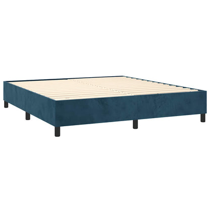 Box Spring Postel S Matrací Tmavě Modrá 160X200 Cm Samet