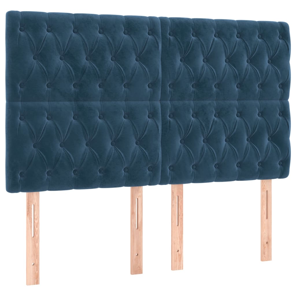 Box Spring Postel S Matrací Tmavě Modrá 160X200 Cm Samet