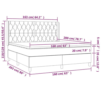Box Spring Postel S Matrací Tmavě Modrá 160X200 Cm Samet
