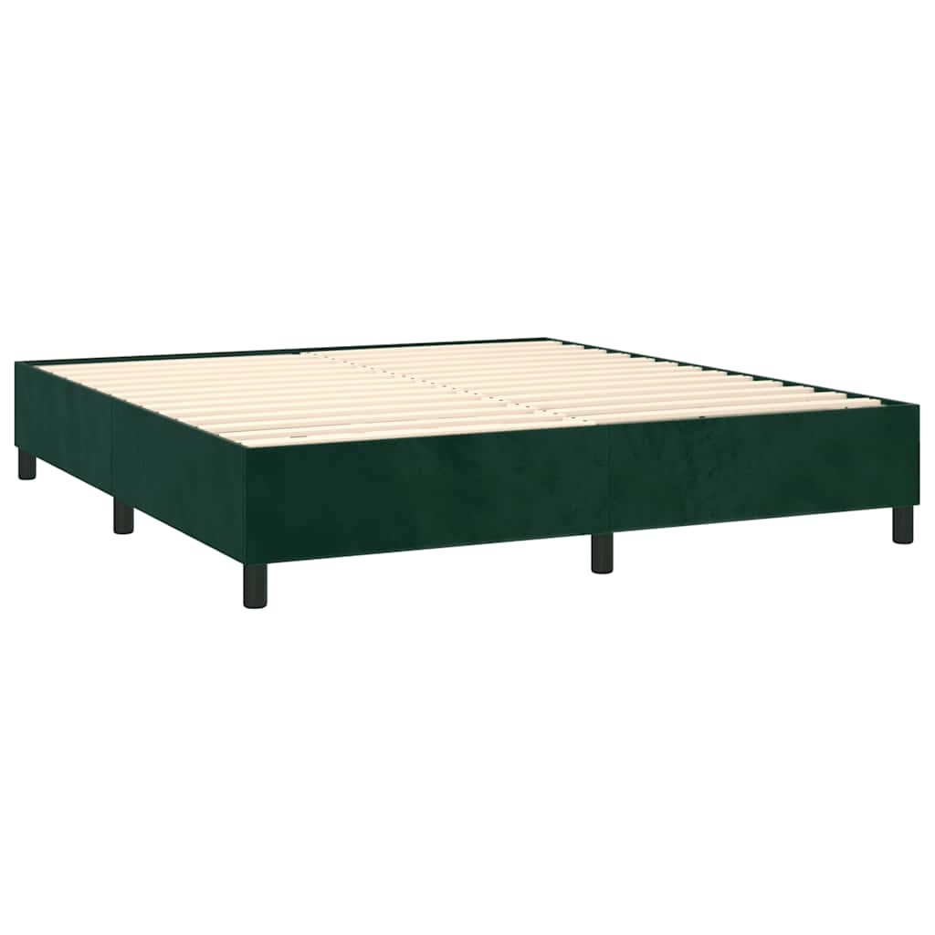Box Spring Postel S Matrací Tmavě Zelená 180X200 Cm Samet
