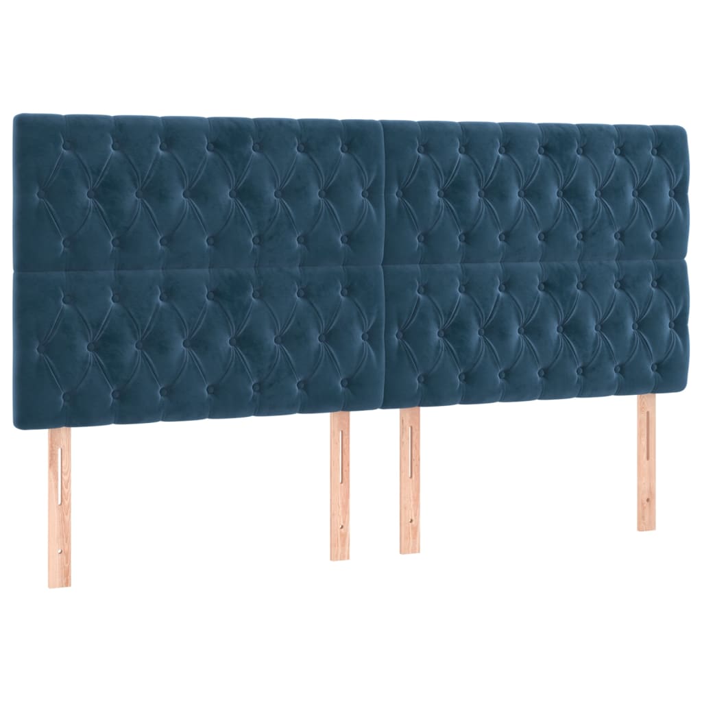 Box Spring Postel S Matrací Tmavě Modrá 200X200 Cm Samet