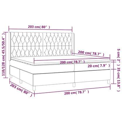 Box Spring Postel S Matrací Tmavě Modrá 200X200 Cm Samet