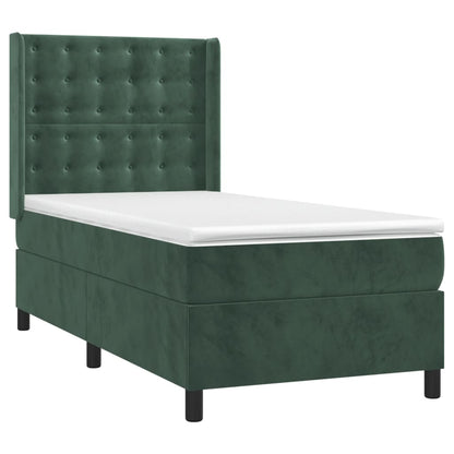 Box Spring Postel S Matrací Tmavě Zelená 80 X 200 Cm Samet