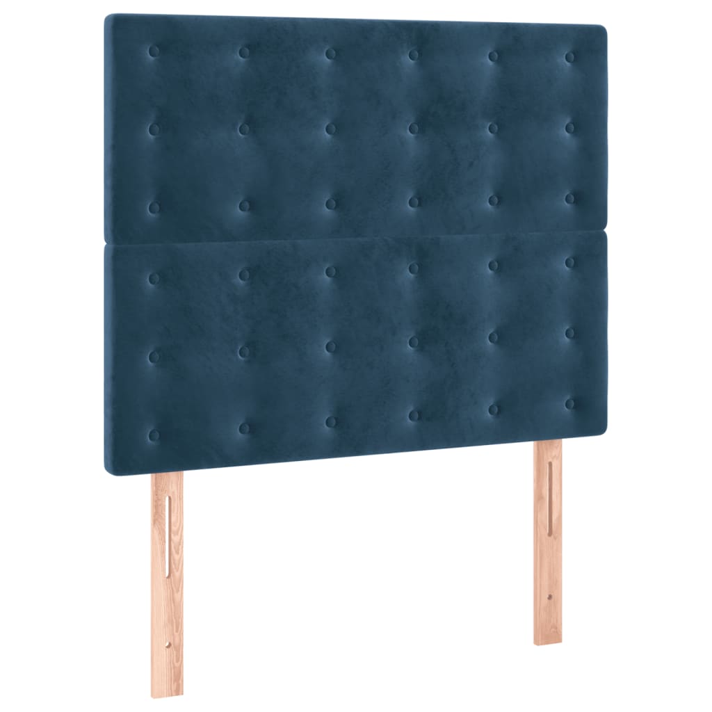 Box Spring Postel S Matrací Tmavě Modrá 80 X 200 Cm Samet