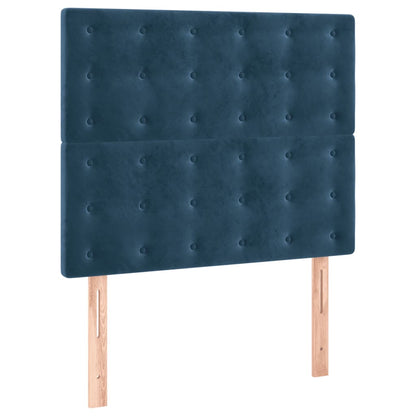 Box Spring Postel S Matrací Tmavě Modrá 80 X 200 Cm Samet