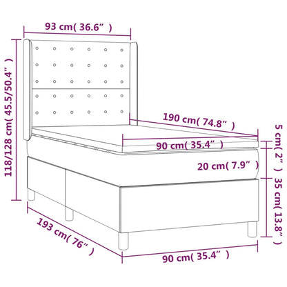 Box Spring Postel S Matrací Tmavě Modrá 90X190 Cm Samet