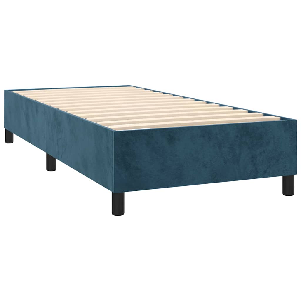 Box Spring Postel S Matrací Tmavě Modrá 100X200 Cm Samet