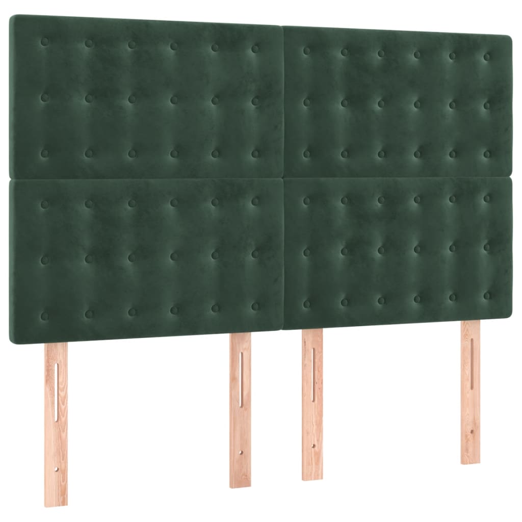 Box Spring Postel S Matrací Tmavě Zelená 140X190 Cm Samet