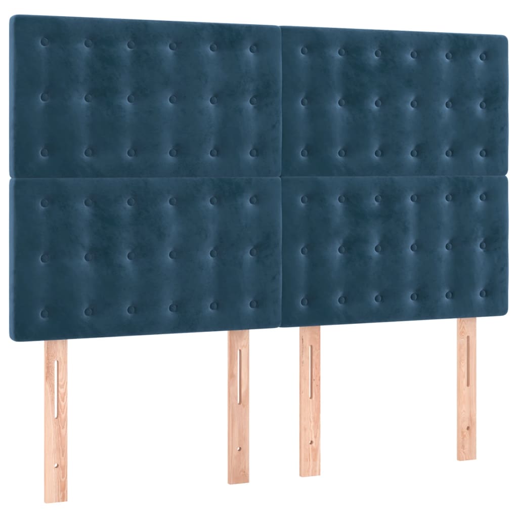Box Spring Postel S Matrací Tmavě Modrá 140X190 Cm Samet