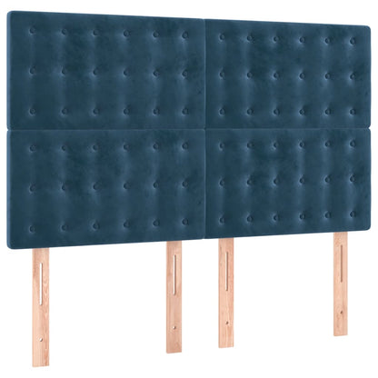 Box Spring Postel S Matrací Tmavě Modrá 140X190 Cm Samet