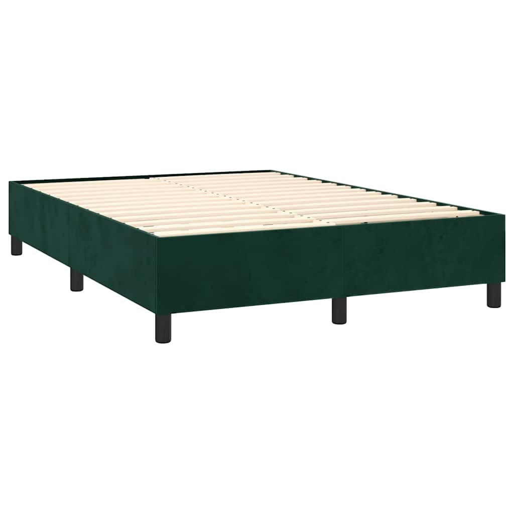 Box Spring Postel S Matrací Tmavě Zelená 140X200 Cm Samet