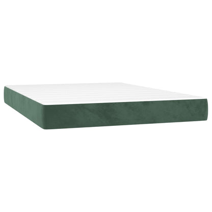 Box Spring Postel S Matrací Tmavě Zelená 140X200 Cm Samet