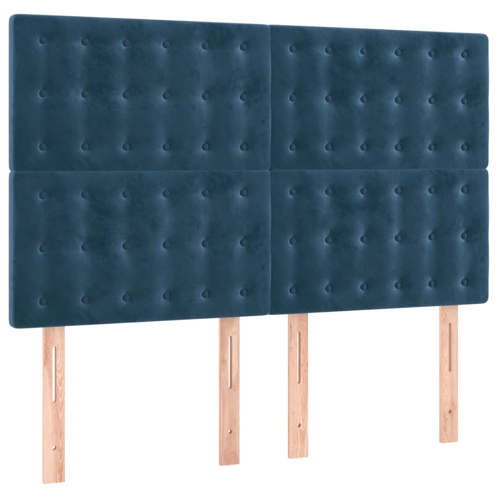 Box Spring Postel S Matrací Tmavě Modrá 140X200 Cm Samet