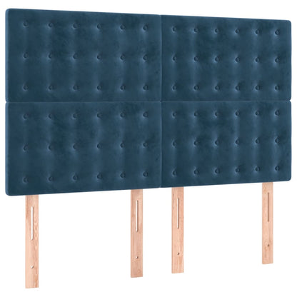 Box Spring Postel S Matrací Tmavě Modrá 140X200 Cm Samet