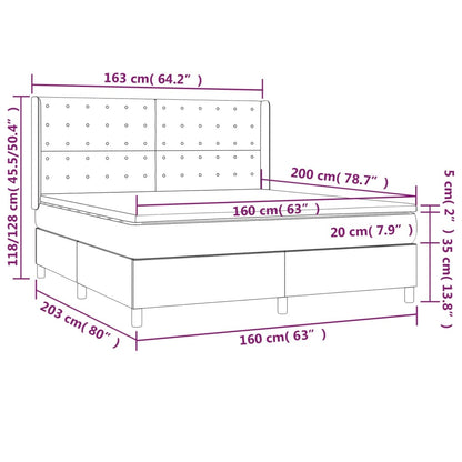 Box Spring Postel S Matrací Tmavě Zelená 160X200 Cm Samet