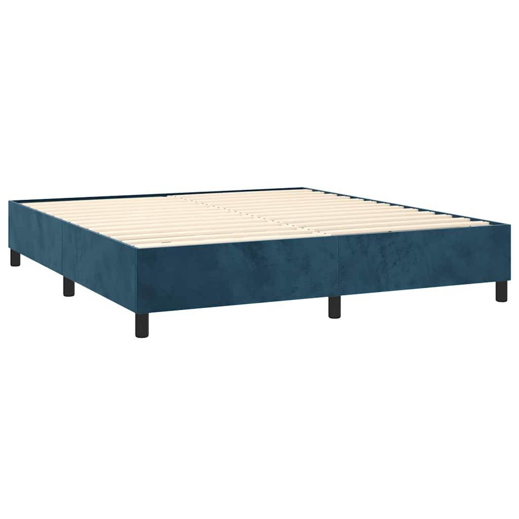 Box Spring Postel S Matrací Tmavě Modrá 160X200 Cm Samet