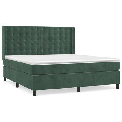 Box Spring Postel S Matrací Tmavě Zelená 180X200 Cm Samet
