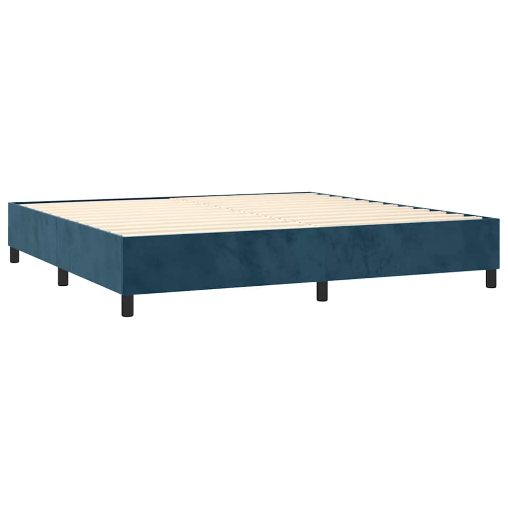 Box Spring Postel S Matrací Tmavě Modrá 200X200 Cm Samet