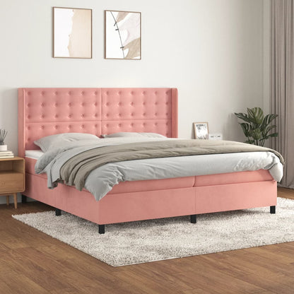 Box Spring Postel S Matrací Samet Růžová