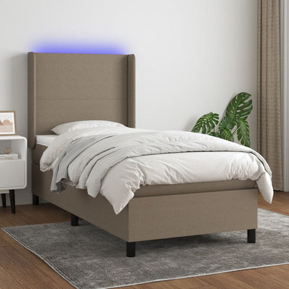Box Spring Postel S Matrací A Led Textil Taupe
